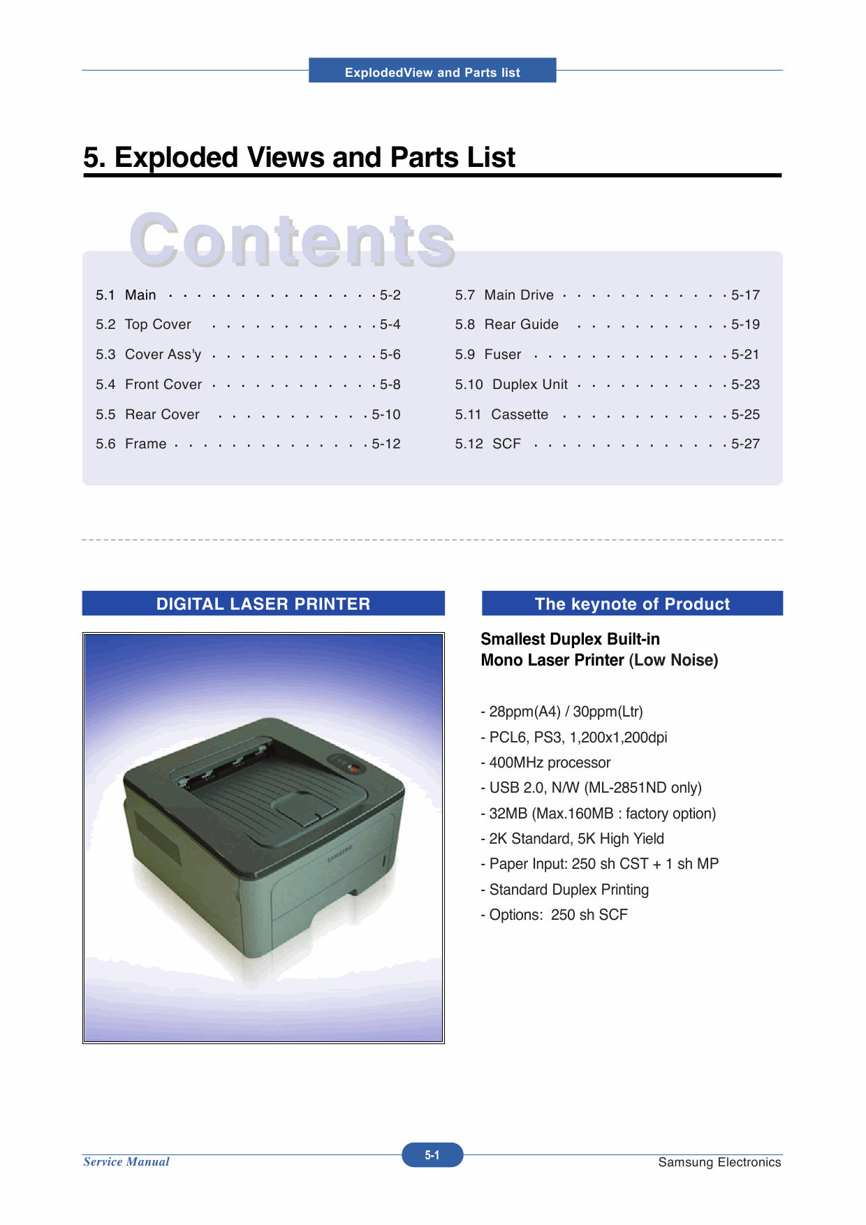 Samsung Laser-Printer ML-2850D 2851ND Parts Manual-1